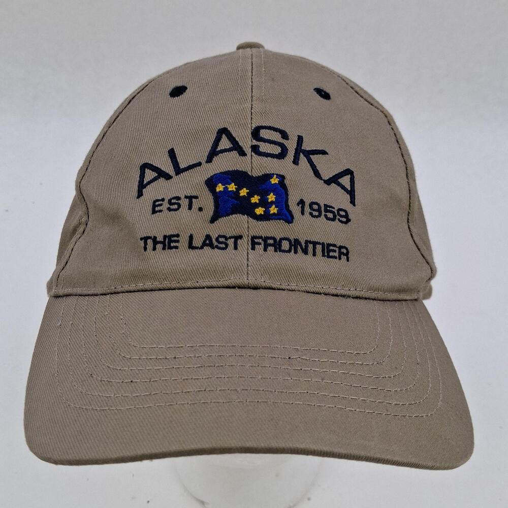 Alaska Hat Cap Snap Back One Size Beige Flag Last Frontier Mens Tongass Trading
